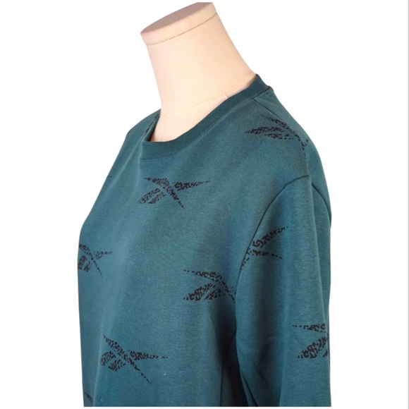 Reebok Teal Green Logo Crewneck Sweatshirt Size Small S Casual Pullover - Picture 2 of 7